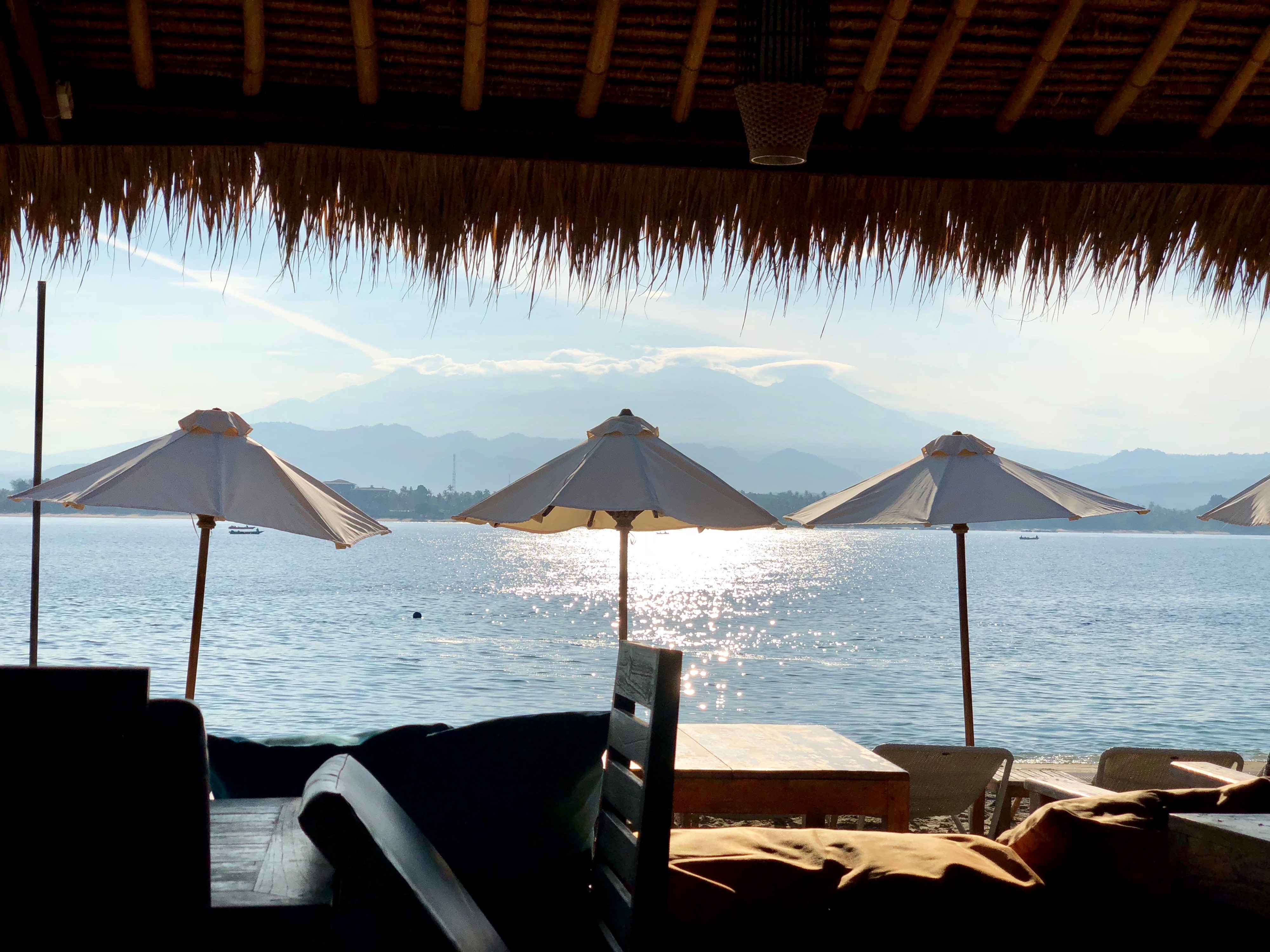 South-west view on Lombok and the volcano in the morning