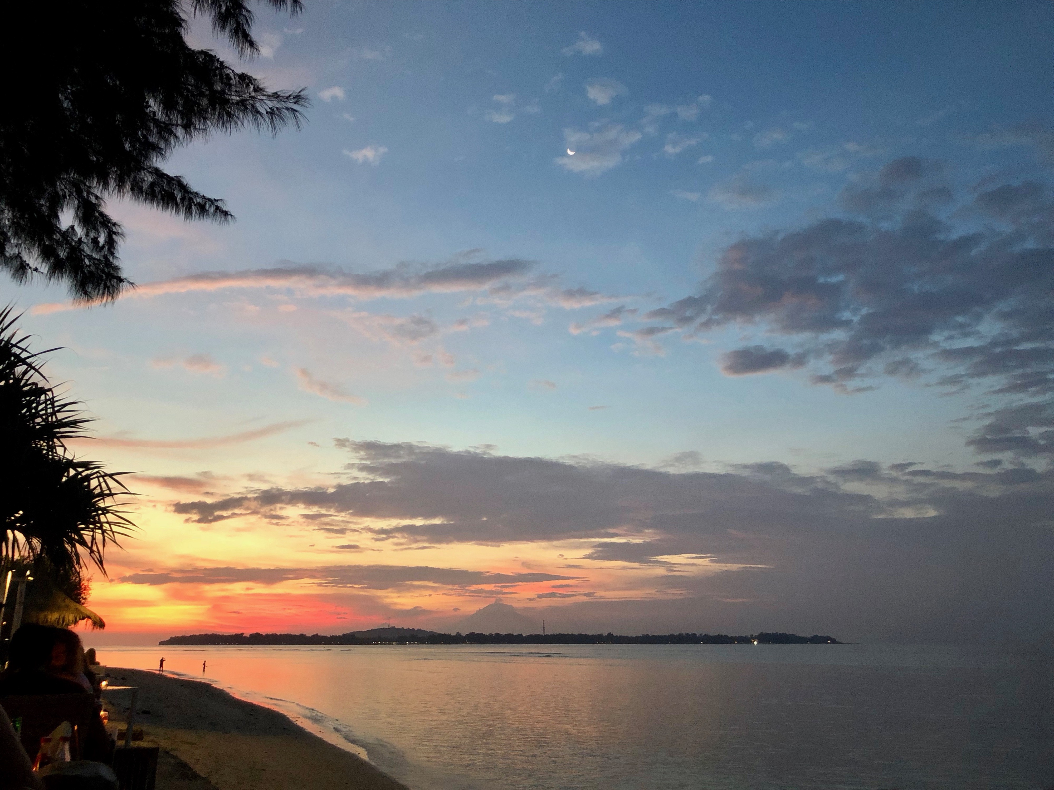 North-east of the island with view on the other Gilis and Mount Agung (Bali) in the background