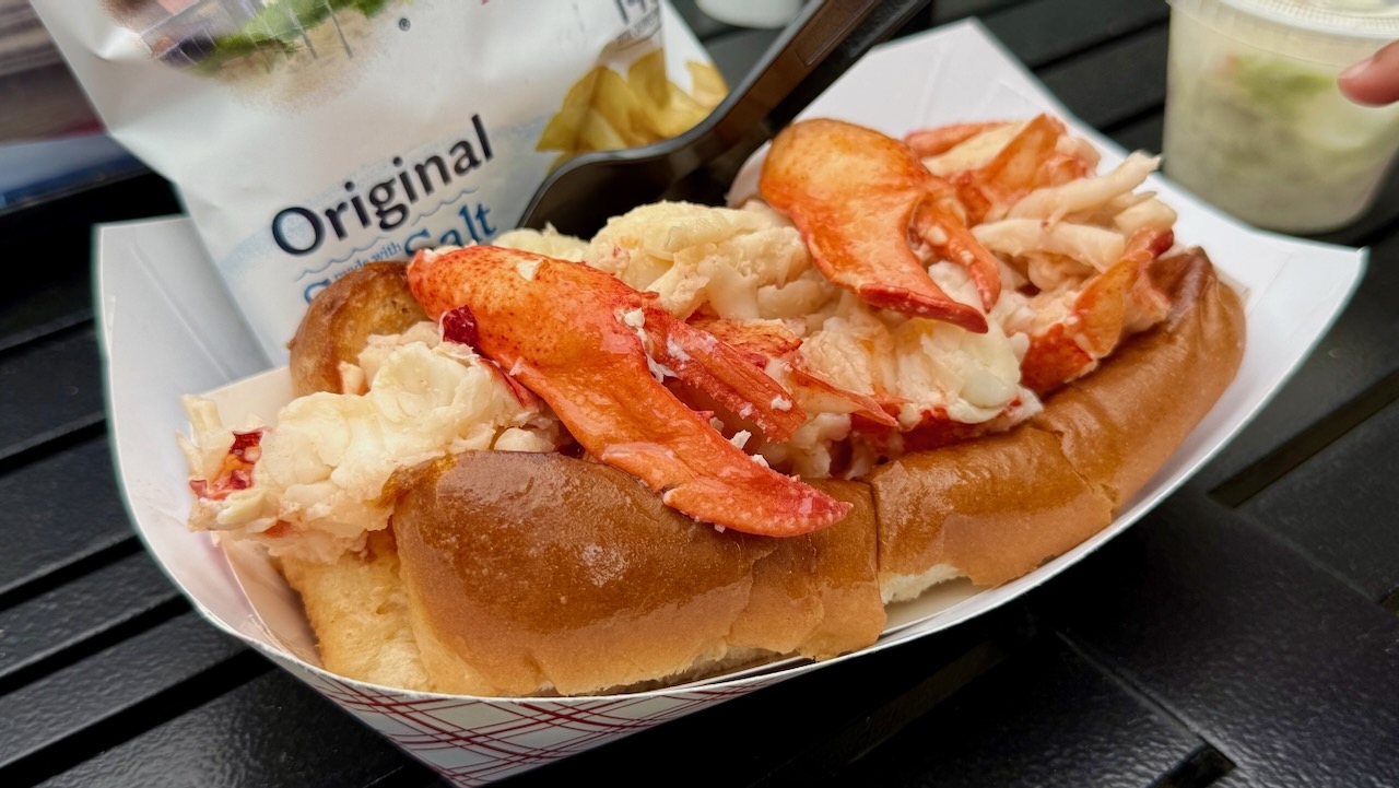 A lobster roll on the road in Maine