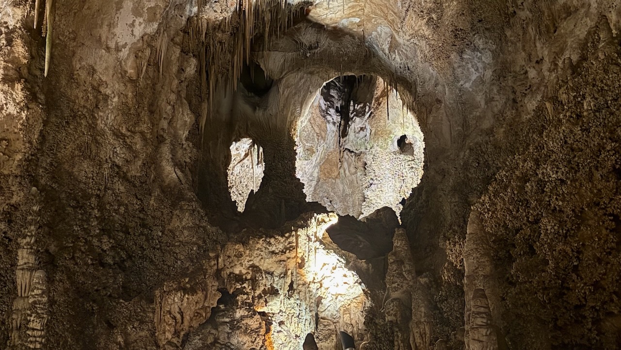 Rock ceiling formations inside Carlsbad Caverns