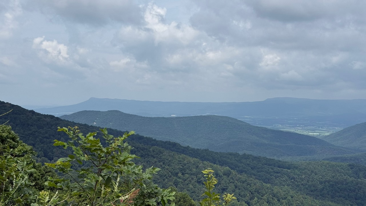 Overlook of the Shenandoah Valley under cloudy skies